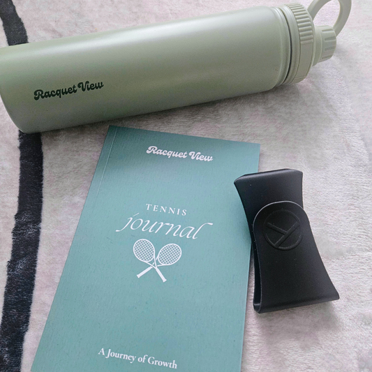 Racquet View Starter Kit — phone mount + 2-in-1 bottle + training journal