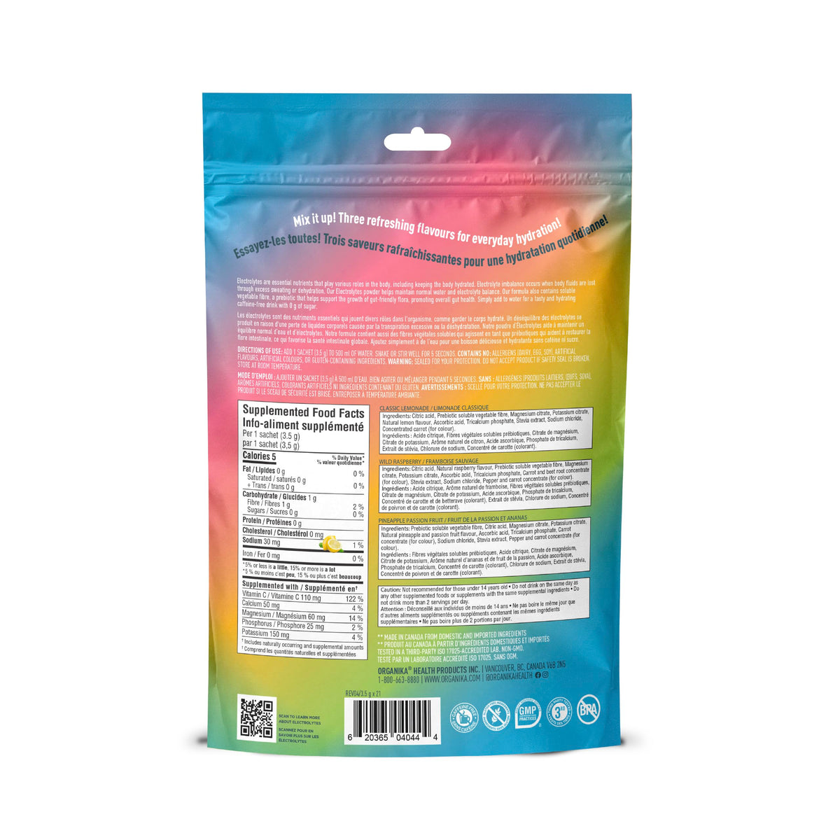 Organika Electrolytes Powder Variety Pack – Sugar-Free, 21 Sachets