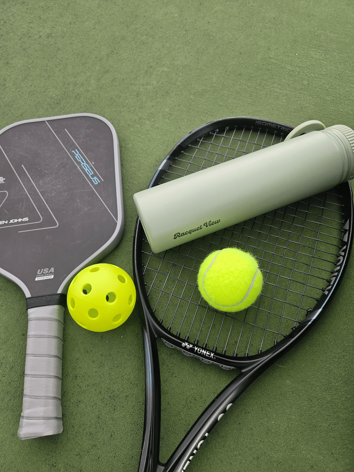 Phone Holder Water Bottle - Racquet View