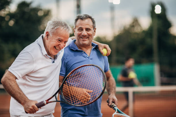 Tennis player demonstrating longevity and health benefits of racquet sports