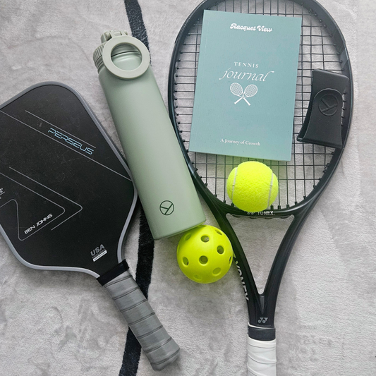 Racquet View Starter Kit — phone mount + 2-in-1 bottle + training journal