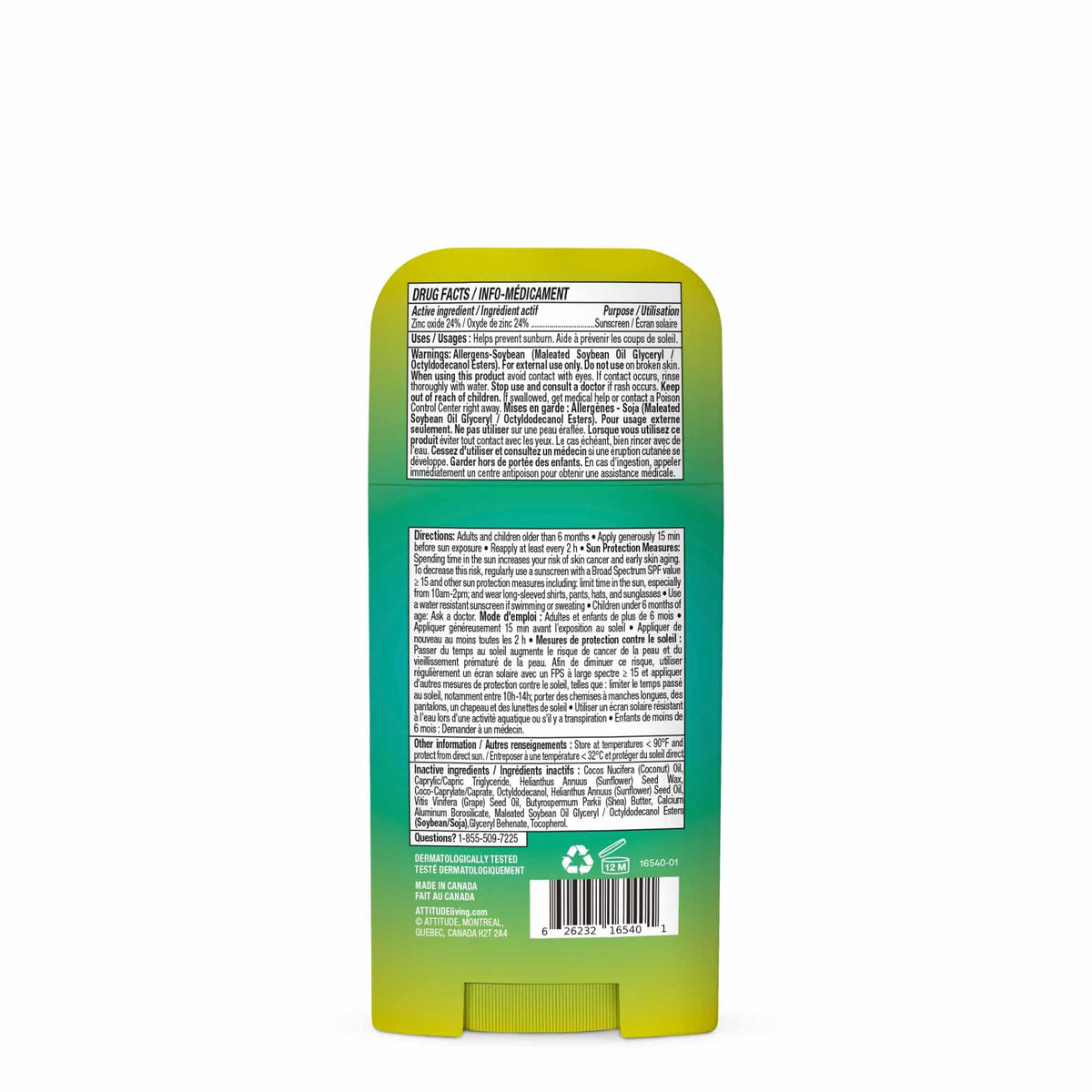 ATTITUDE Mineral Sunscreen Stick SPF 50, Broad Spectrum Zinc Oxide, EWG Verified, Non-Nano, Mess-Free Stick for Face & Body, Lightweight Non-Greasy, Vegan, Unscented, 60 grams 🍁 All In One Marketplace Canada