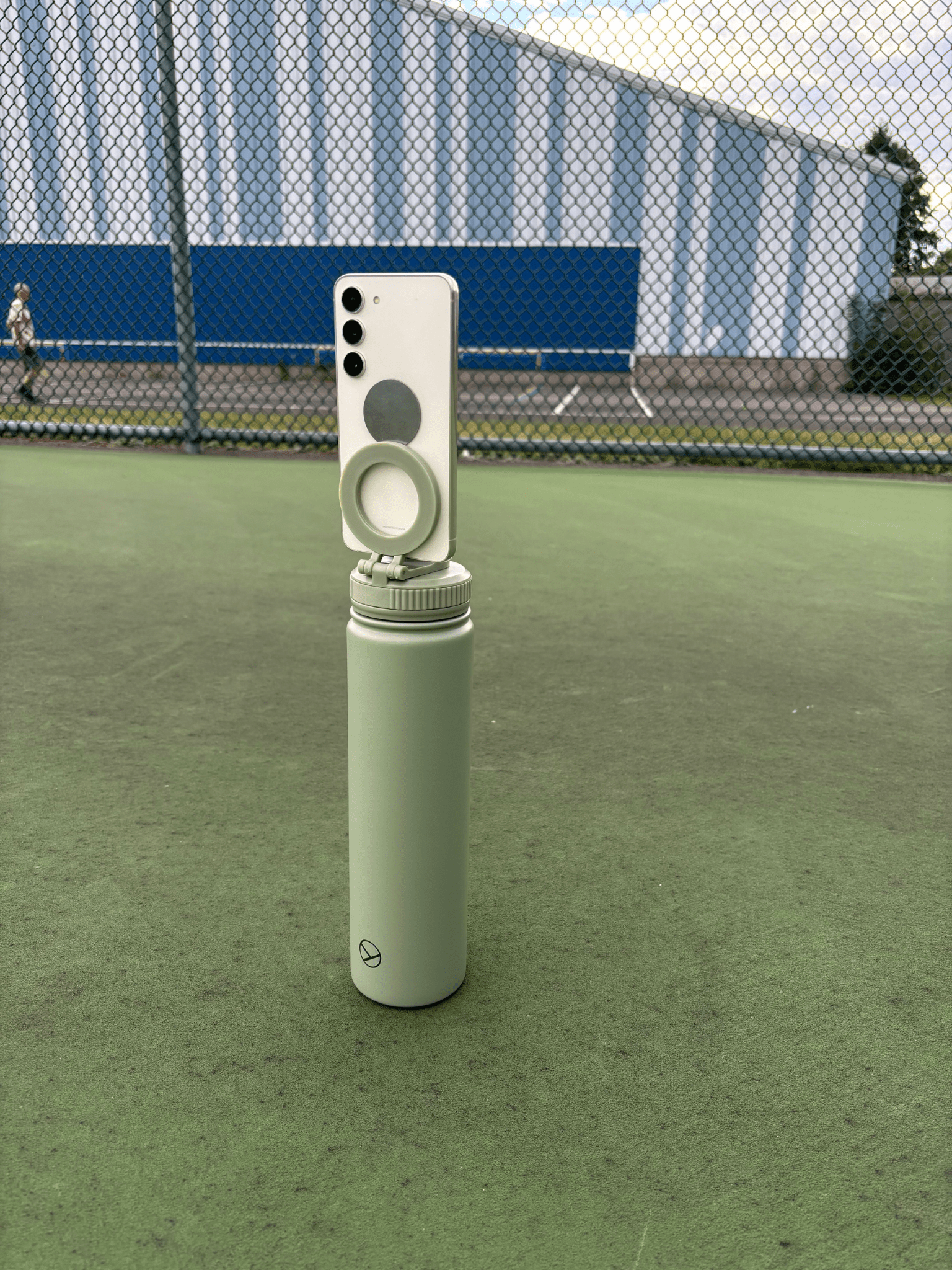 Phone Holder Water Bottle - Racquet View
