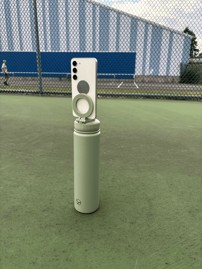 Phone Holder Water Bottle - Racquet View