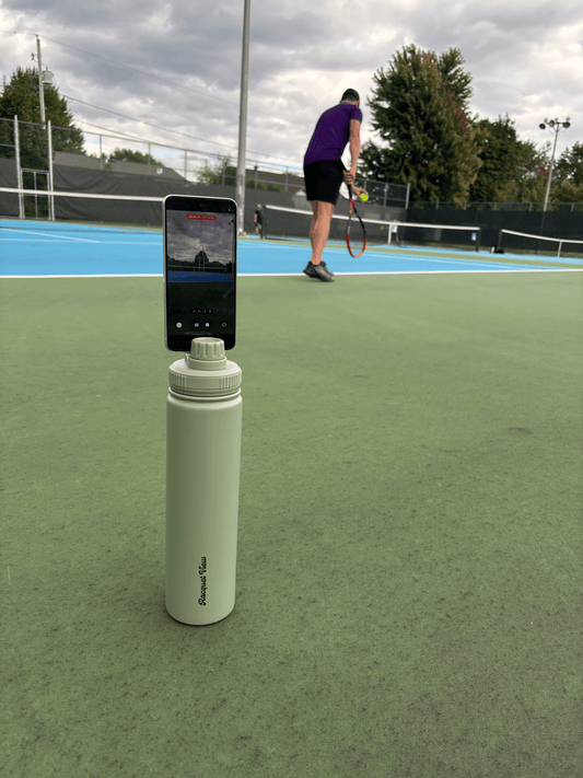 Phone Holder Water Bottle - Racquet View