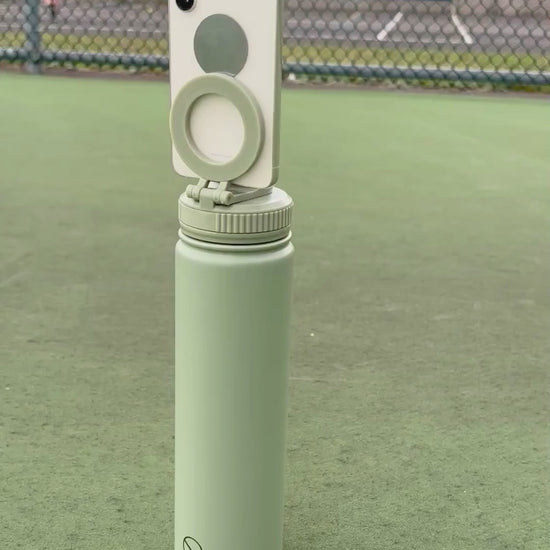 phone water bottle recorder tennis