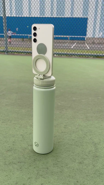 phone water bottle recorder tennis