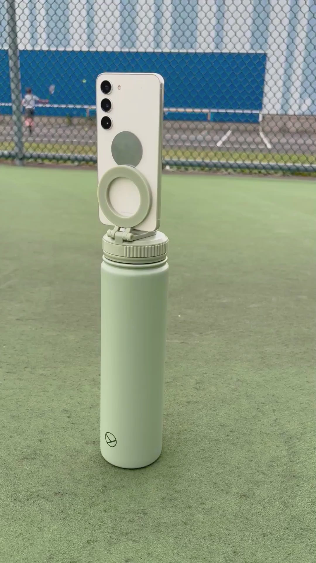 phone water bottle recorder tennis