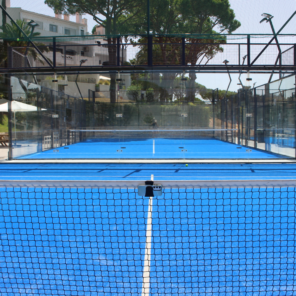 racquet view phone mount for paddle on net